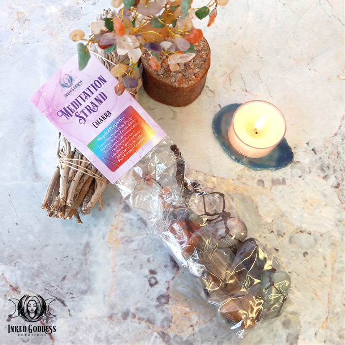 Chakra Gemstone Meditation Strand to Cleanse and Align- Inked Goddess Creations