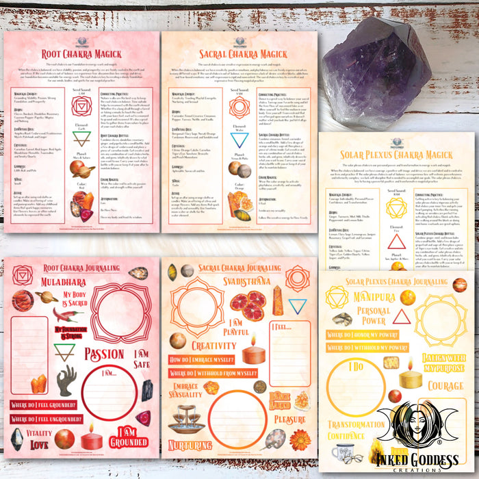 Chakra Magick Journaling Pages- Set of 15- PDF Download- Inked Goddess Creations