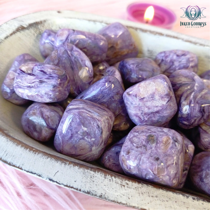 Charoite Tumbled Gemstone for Quick Decision Making- Inked Goddess Creations