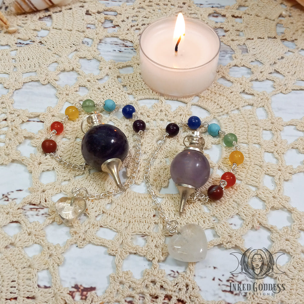 Amethyst Sphere Chakra Pendulum for Focused Divination- Inked Goddess Creations