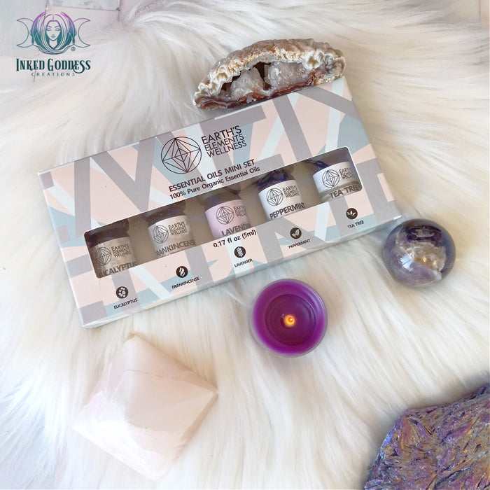 Essential Oils Set of 5- Eucalyptus, Frankincense, Lavender, Peppermint, Tea Tree- Inked Goddess Creations