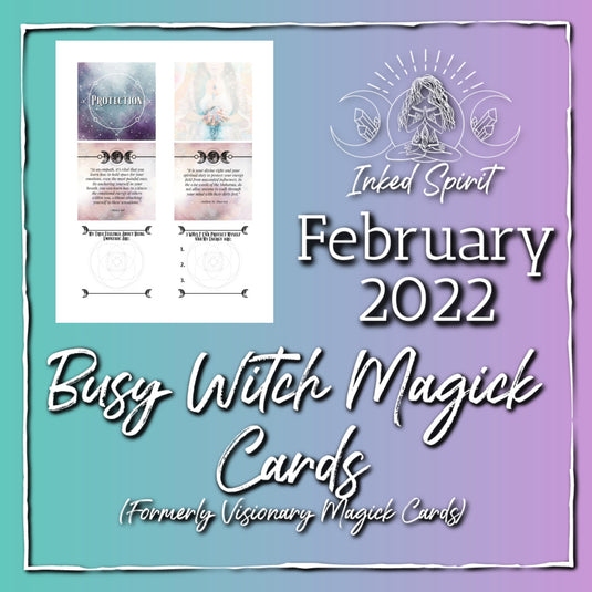 February 2022's Busy Witch Magick Cards Printable- Inked Spirit- Inked Goddess Creations