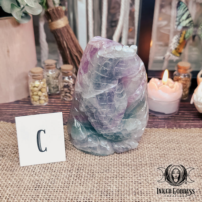 Seahorse Fluorite Carving for Enhanced Flow