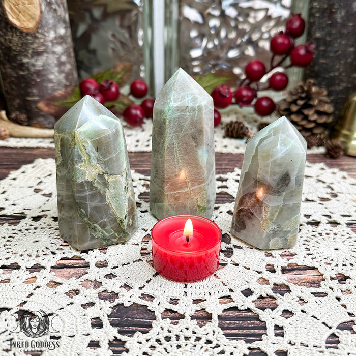 Garnierite Gemstone Tower for Spiritual Growth- Inked Goddess Creations