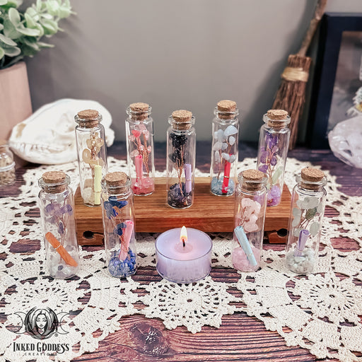 Gemstone Wishing Jar with Scroll for Intention Setting- Inked Goddess Creations