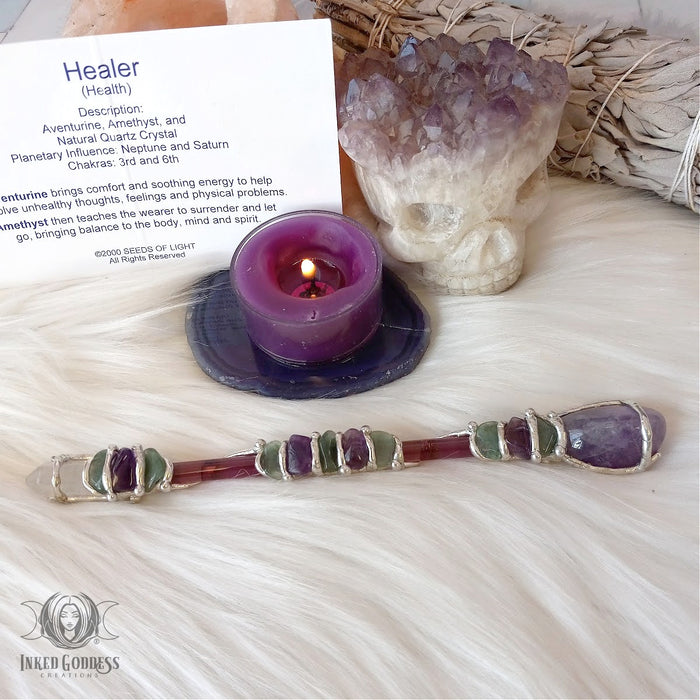 Healer Handmade Gemstone Wand- Inked Goddess Creations