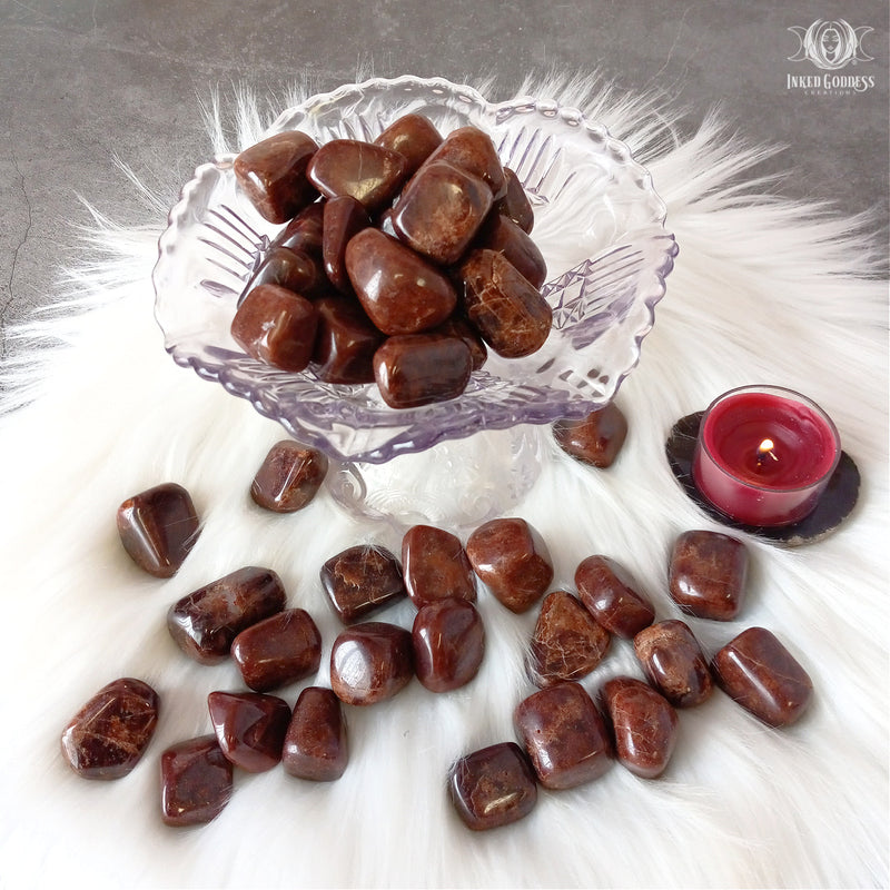 Load image into Gallery viewer, Hessonite Garnet Tumbled Gemstone for Courage- Inked Goddess Creations
