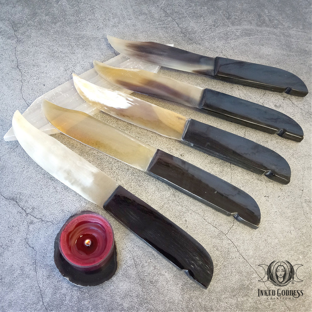 Horn Carved Athame for Cutting Cords- Inked Goddess Creations