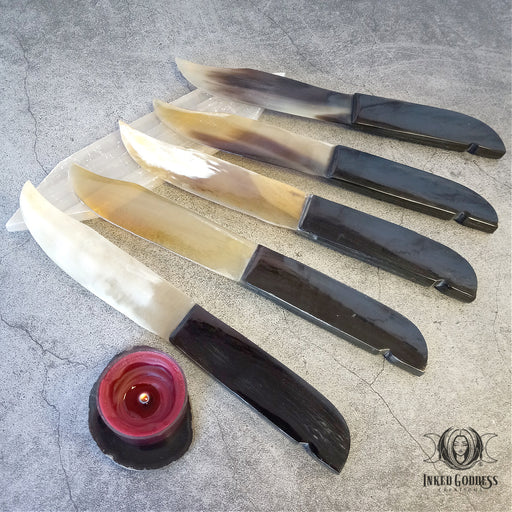 Horn Carved Athame for Cutting Cords- Inked Goddess Creations