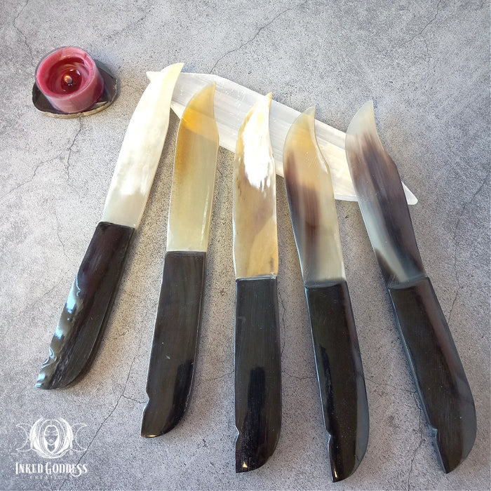 Horn Carved Athame for Cutting Cords- Inked Goddess Creations