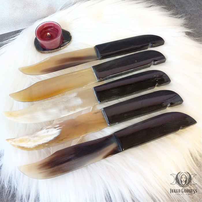 Horn Carved Athame for Cutting Cords- Inked Goddess Creations