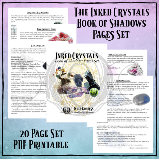 Inked Crystals Book of Shadows Pages Set- PDF Printables- Inked Goddess Creations