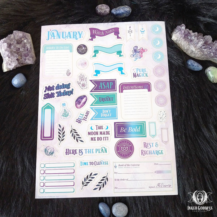 Monthly Magick Sticker Sheets - Busy Witch Magick- Inked Goddess Creations