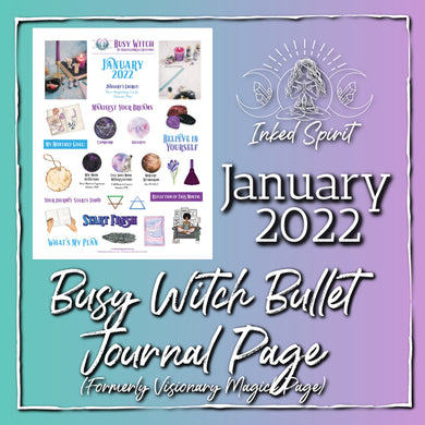 January 2022 Busy Witch Magick Bullet Journal Page- Inked Spirit- Inked Goddess Creations
