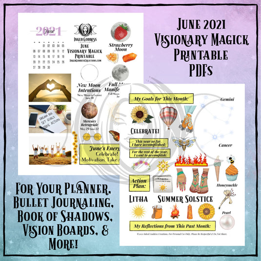 Inked Spirit- June 2021 Visionary Magick PDF Printable- Inked Goddess Creations