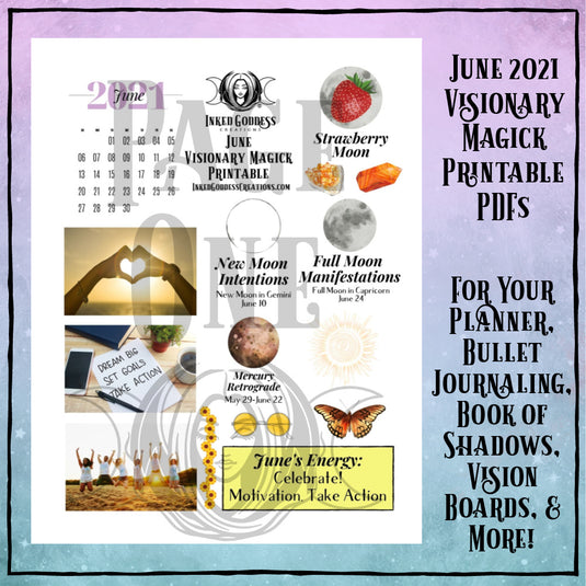 Inked Spirit- June 2021 Visionary Magick PDF Printable- Inked Goddess Creations