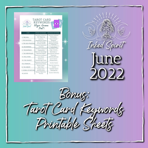 Tarot Card Keywords PDF- Inked Spirit June 2022 Bonus- Inked Goddess Creations