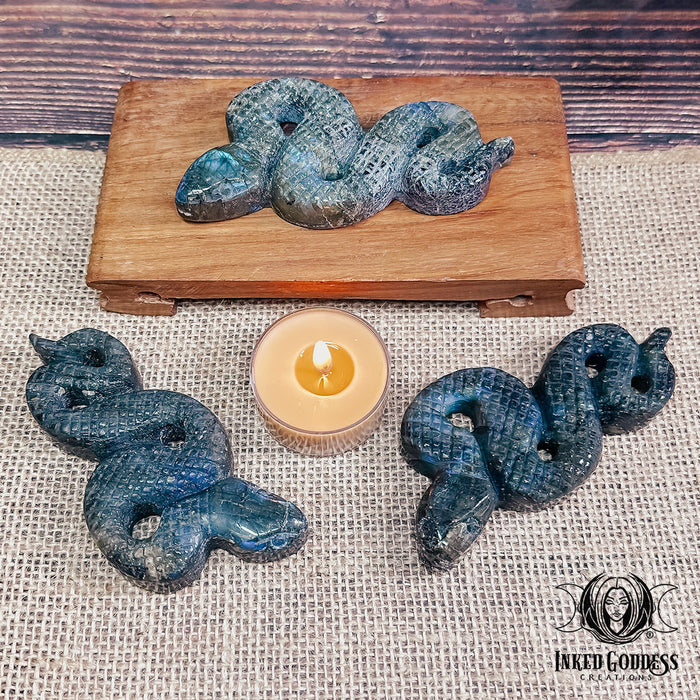 Labradorite Gemstone Carved Snake for Transformation