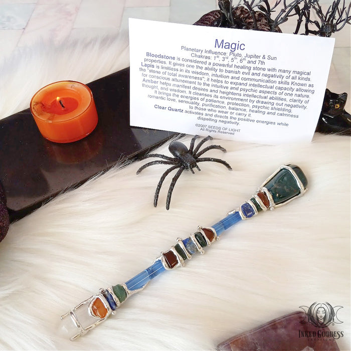 Magic Handmade Gemstone Wand for Magickal Energy- Inked Goddess Creations