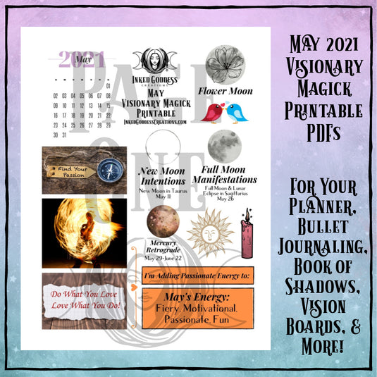 Inked Spirit- May 2021 Visionary Magick PDF Printable- Inked Goddess Creations