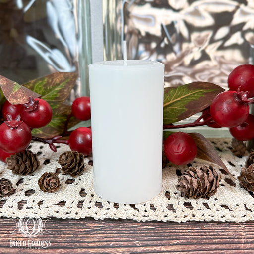 Midwinter Magick Mini Pillar Candle for Yuletide Energy- Inked Goddess Creations