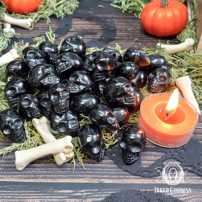 Mini Obsidian Skull for Protection- Inked Goddess Creations