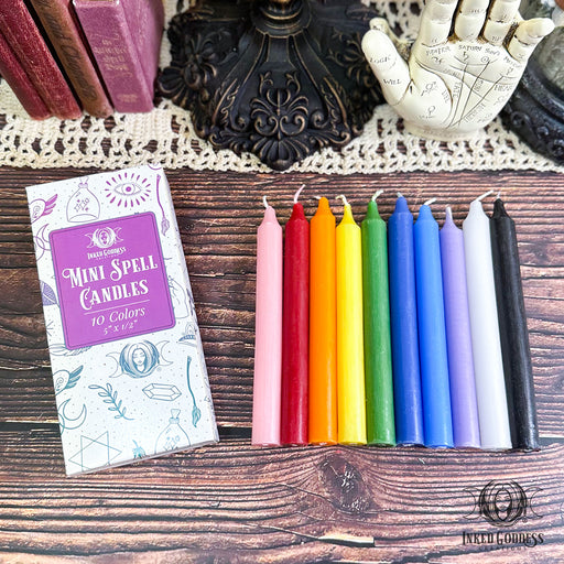 Mini Spell Candles- 10 Pack of Assorted Colors- Inked Goddess Creations