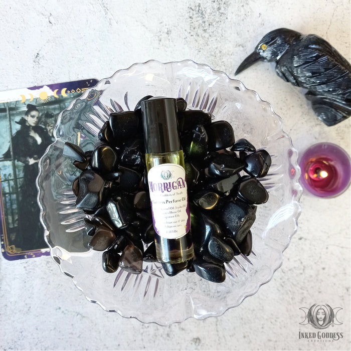 Morrigan Goddess Perfume Oil for a Queen of the Night- Inked Goddess Creations