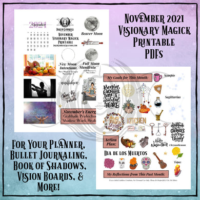November 2021 Visionary Magick PDF Printable- Inked Spirit- Inked Goddess Creations