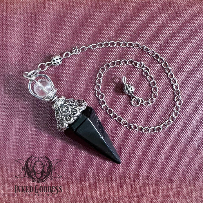 Obsidian Gothic Pendulum for Protected Divination- Inked Goddess Creations