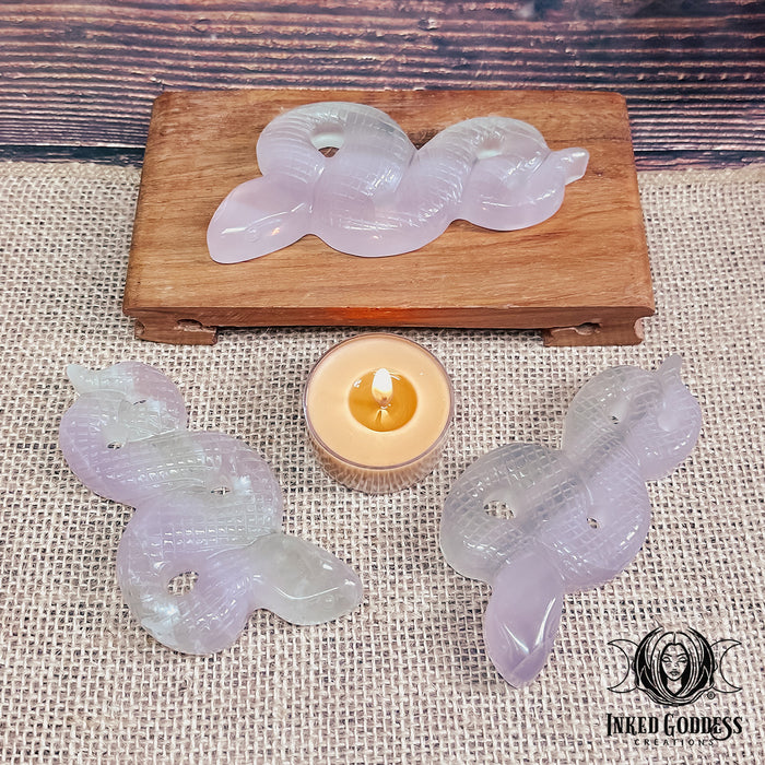 Pastel Fluorite Gemstone Carved Snake for Transformation