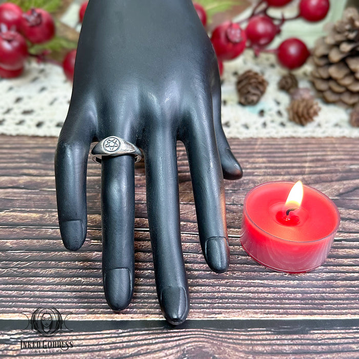 Pentacle Sterling Silver Ring for Protection- Inked Goddess Creations