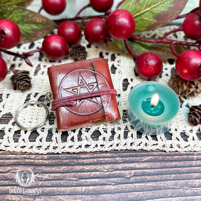 Pentagram Mini Book of Shadows Keychain- Great Stocking Stuffer!- Inked Goddess Creations