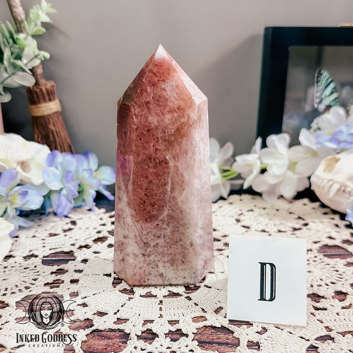 Pink Amphibole Quartz Tower for Spiritual Connection- Inked Goddess Creations