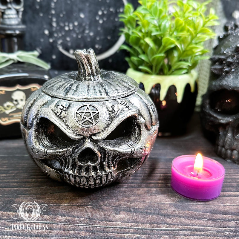 Load image into Gallery viewer, Pumpkin Skull Trinket &amp; Jewelry Pot for Protection Energy
