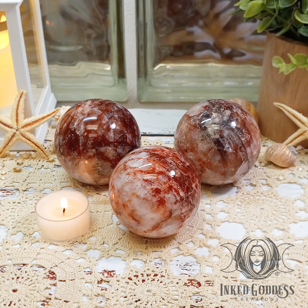 Red Hematoid Quartz Sphere for Balanced Energy- Inked Goddess Creations