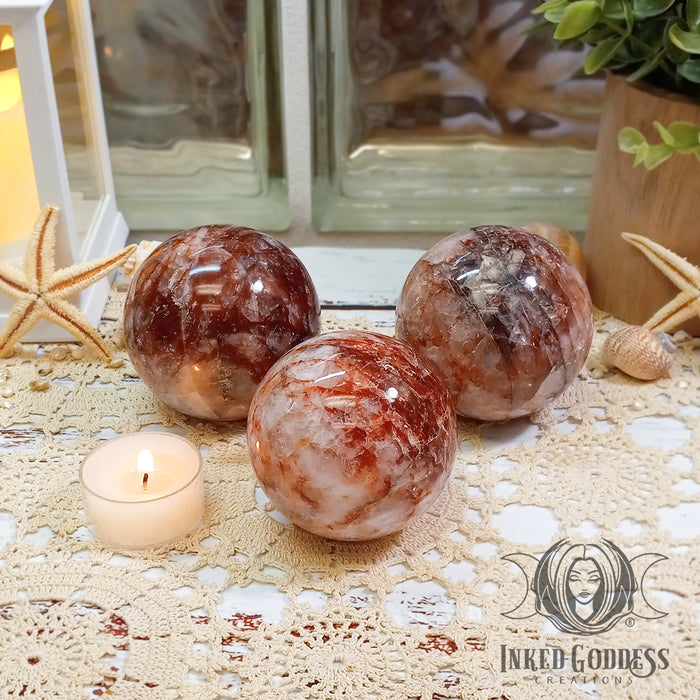 Red Hematoid Quartz Sphere for Balanced Energy- Inked Goddess Creations