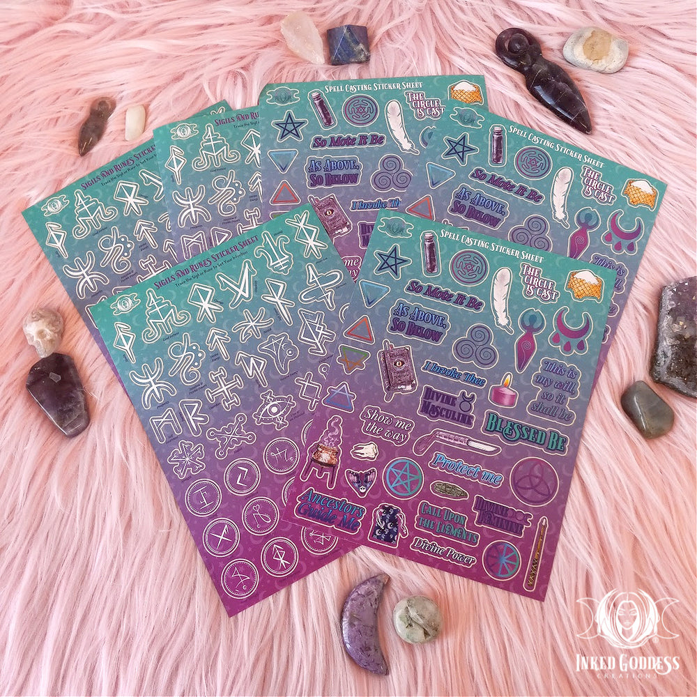 Spell Casting & Sigils Sticker Sheets - Busy Witch Magick- Inked Goddess Creations