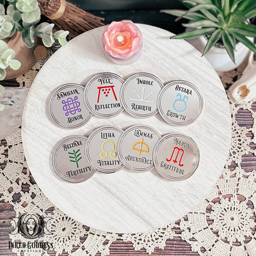 Sabbat Coin Set of 8 for Wheel of the Year Magick- Inked Goddess Creations