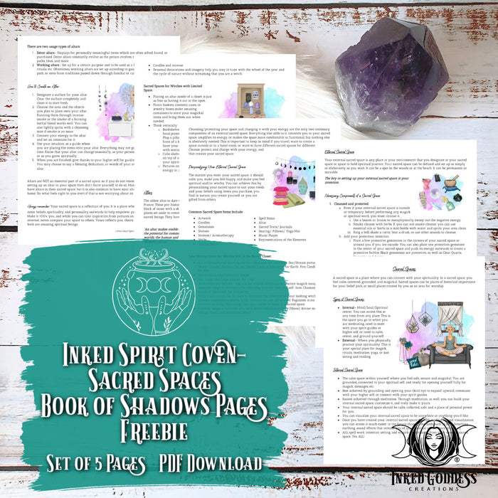 Sacred Spaces Book of Shadows Pages- Inked Spirit Coven Freebie- Inked Goddess Creations