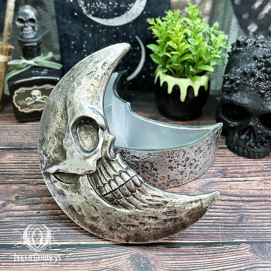 Silver Skull Moon Trinket & Jewelry Box for Lunar Magick