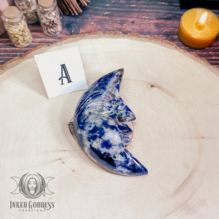Sodalite Carved Moon for Blue Moon Magick