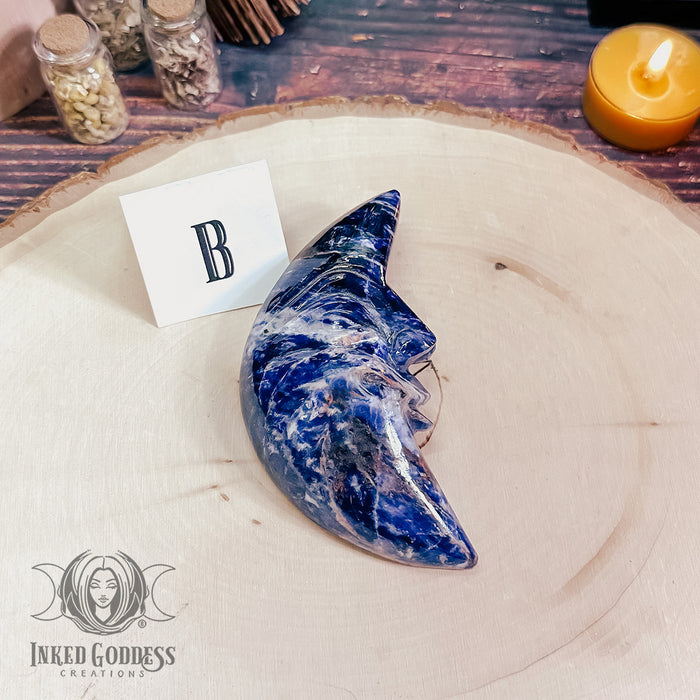Sodalite Carved Moon for Blue Moon Magick