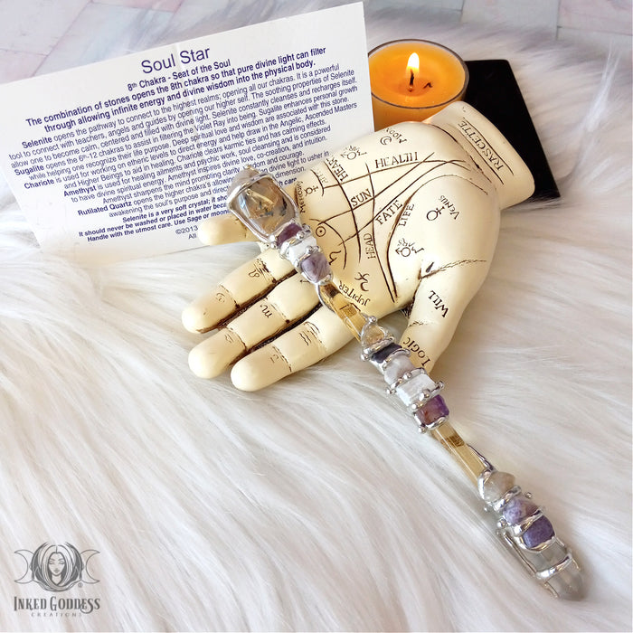 Soul Star Handmade Gemstone Wand for Spiritual Connection- Inked Goddess Creations