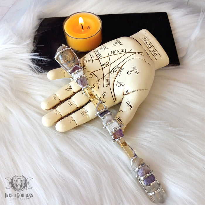 Soul Star Handmade Gemstone Wand for Spiritual Connection- Inked Goddess Creations