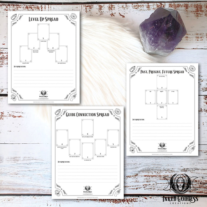 Blank Tarot/Oracle Card Spread Pages- Set of 9- PDF Download- Inked Goddess Creations