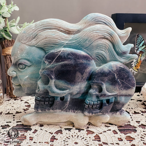 Trolleite Dark Goddess with Skulls Carving for Self-Discovery- Inked Goddess Creations