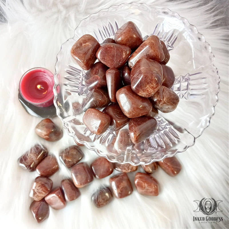 Load image into Gallery viewer, Hessonite Garnet Tumbled Gemstone for Courage- Inked Goddess Creations
