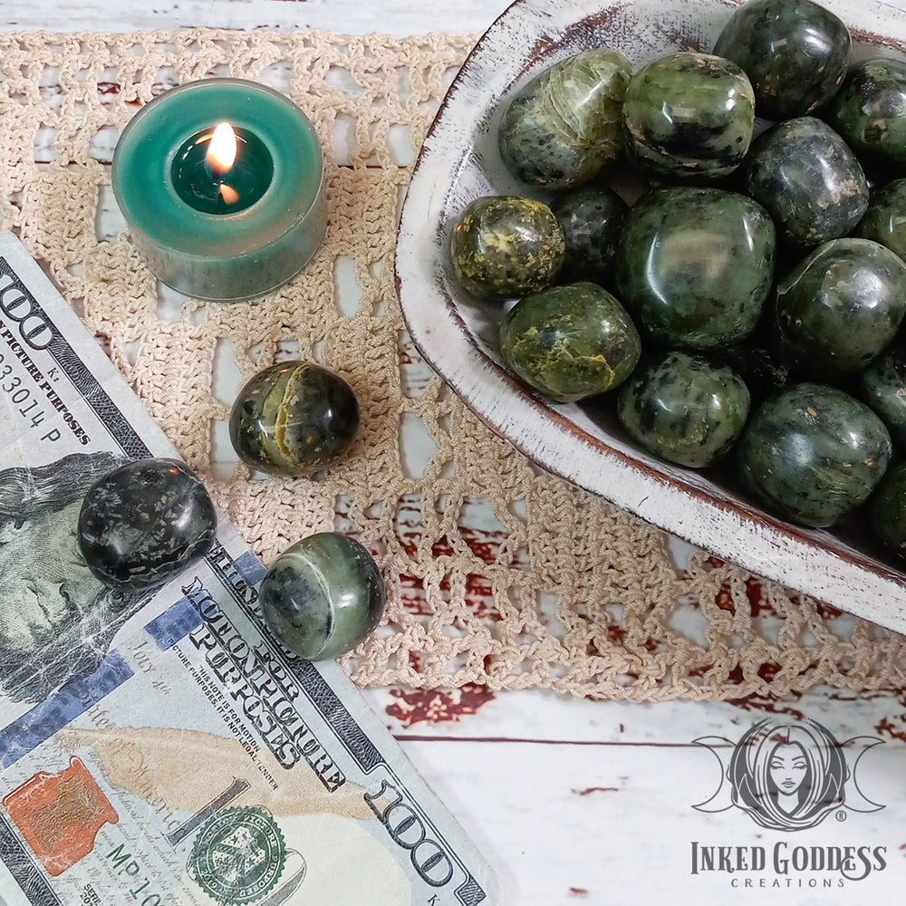 Nephrite Jade Tumbled for Lifting Vibrations- Inked Goddess Creations