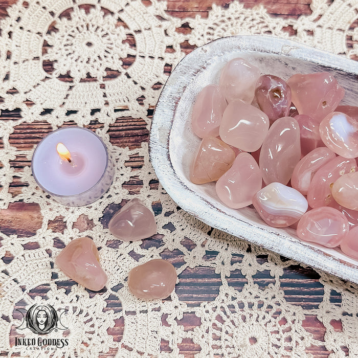 Tumbled Pink Chalcedony for Emotional Healing- Inked Goddess Creations